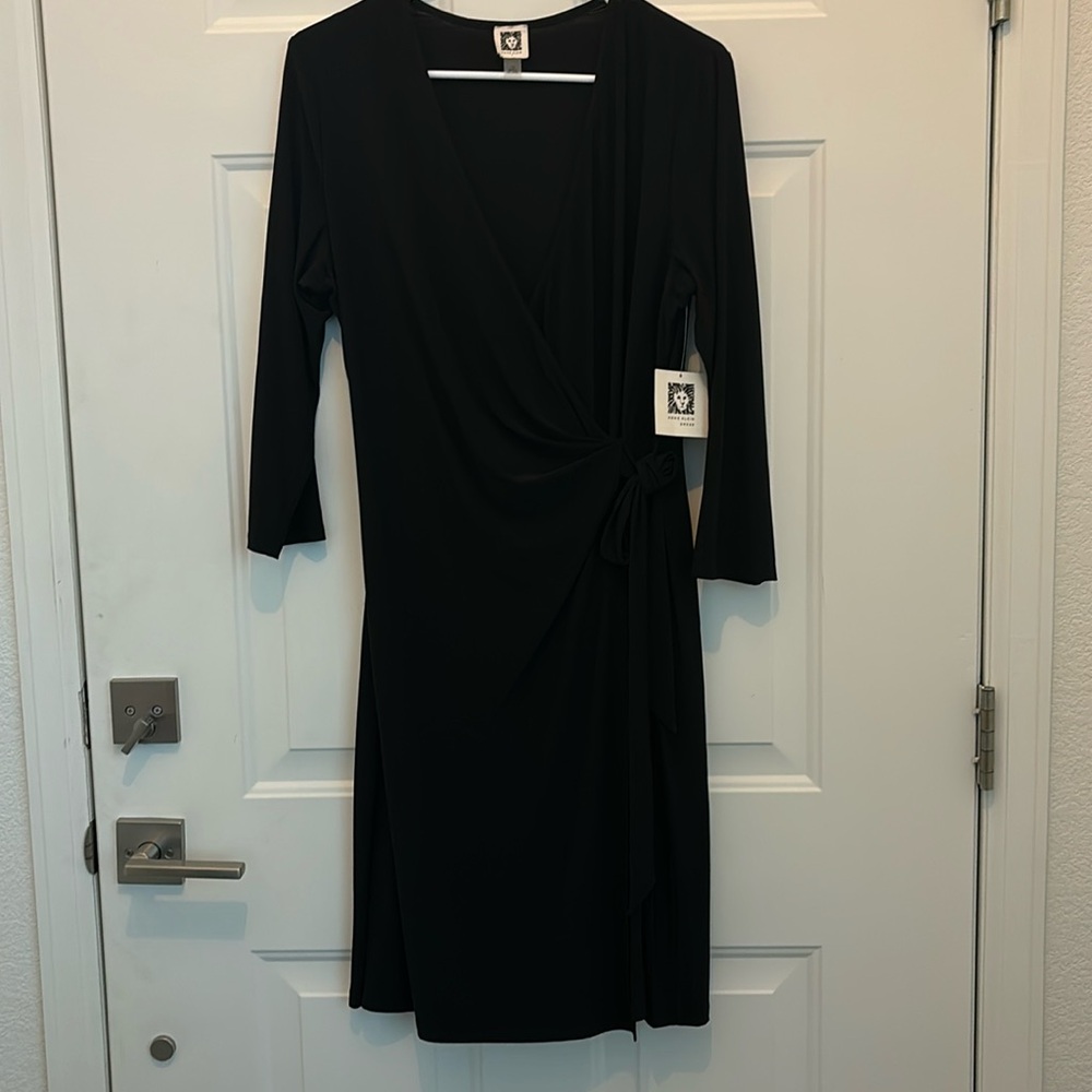 NWT Anne Klein black wrap dress